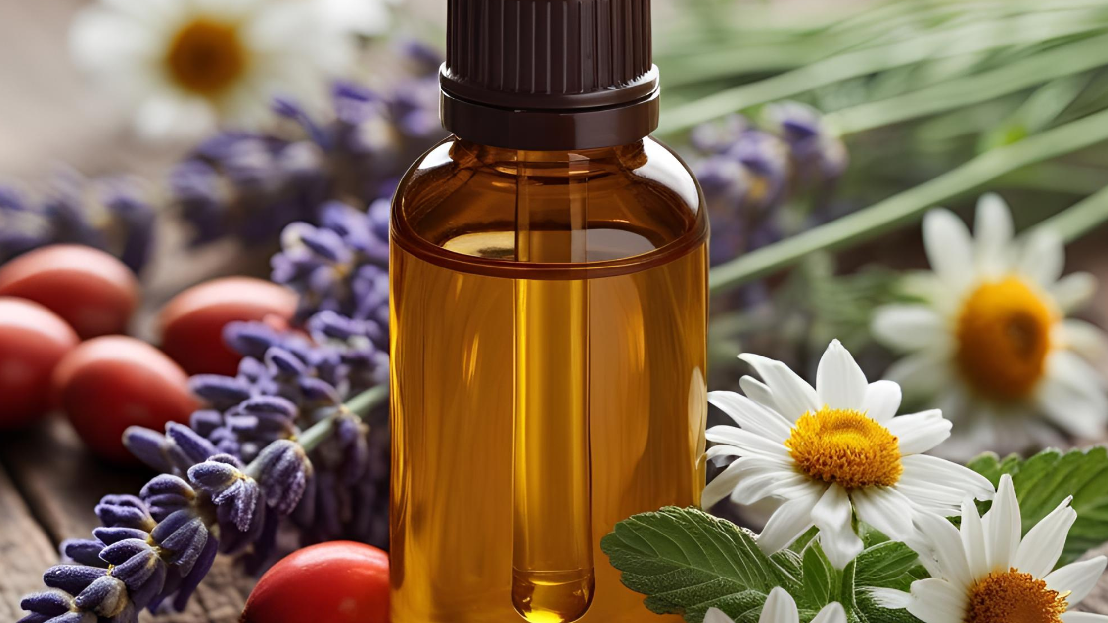 amber bottle filled with facial oil for perimenopausal women