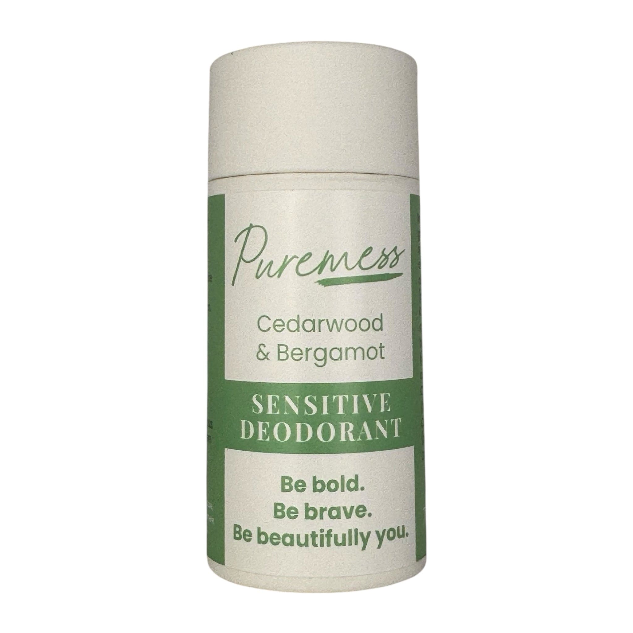 Puremess Cedarwood & Bergamot Sensitive Deodorant with botanical ingredients in eco-friendly beauty packaging, handmade in. - Cedarwood & Bergamot Sensitive Deodorant - PUREMESS SKINCARE
