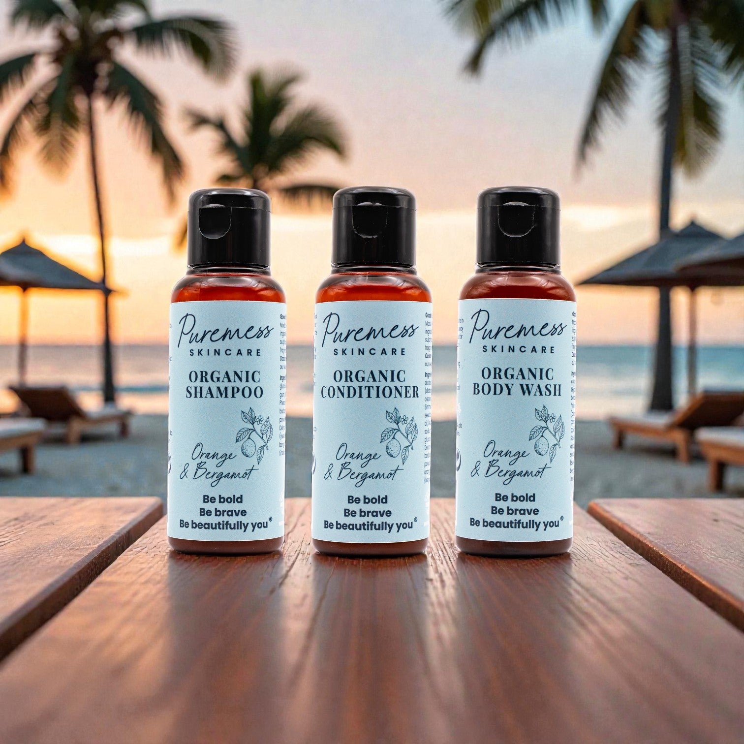 Orange & Bergamotte Bio-Geschenkpaket für Haar und Körper – 3 x 50 ml Reisegrößen