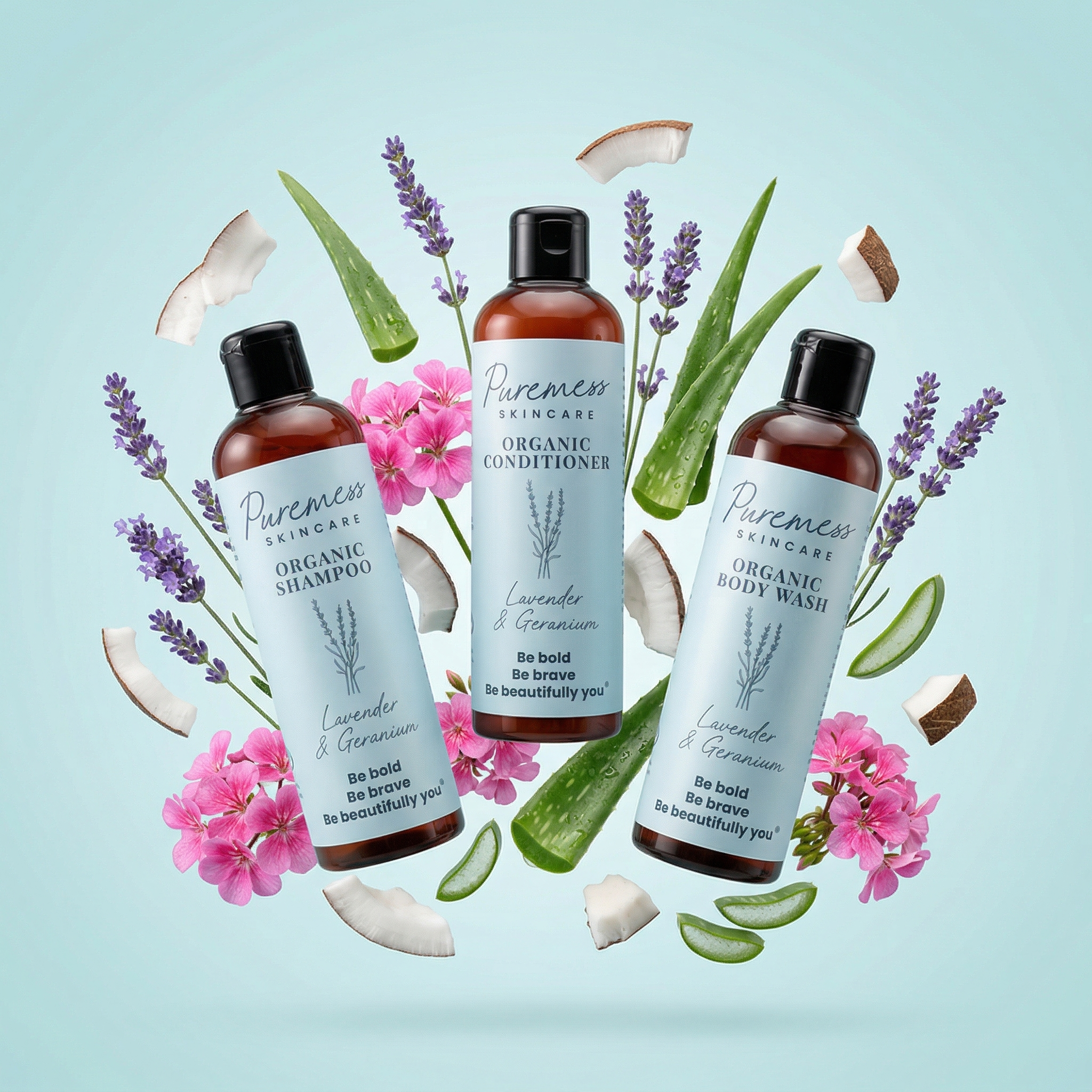 Lavender & Geranium Organic Hair & Body Bundle | Soil Association Certified
