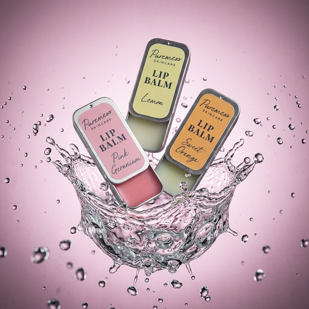 Natural Lip Balm Trio | Sweet Orange, Lemon & Pink Geranium