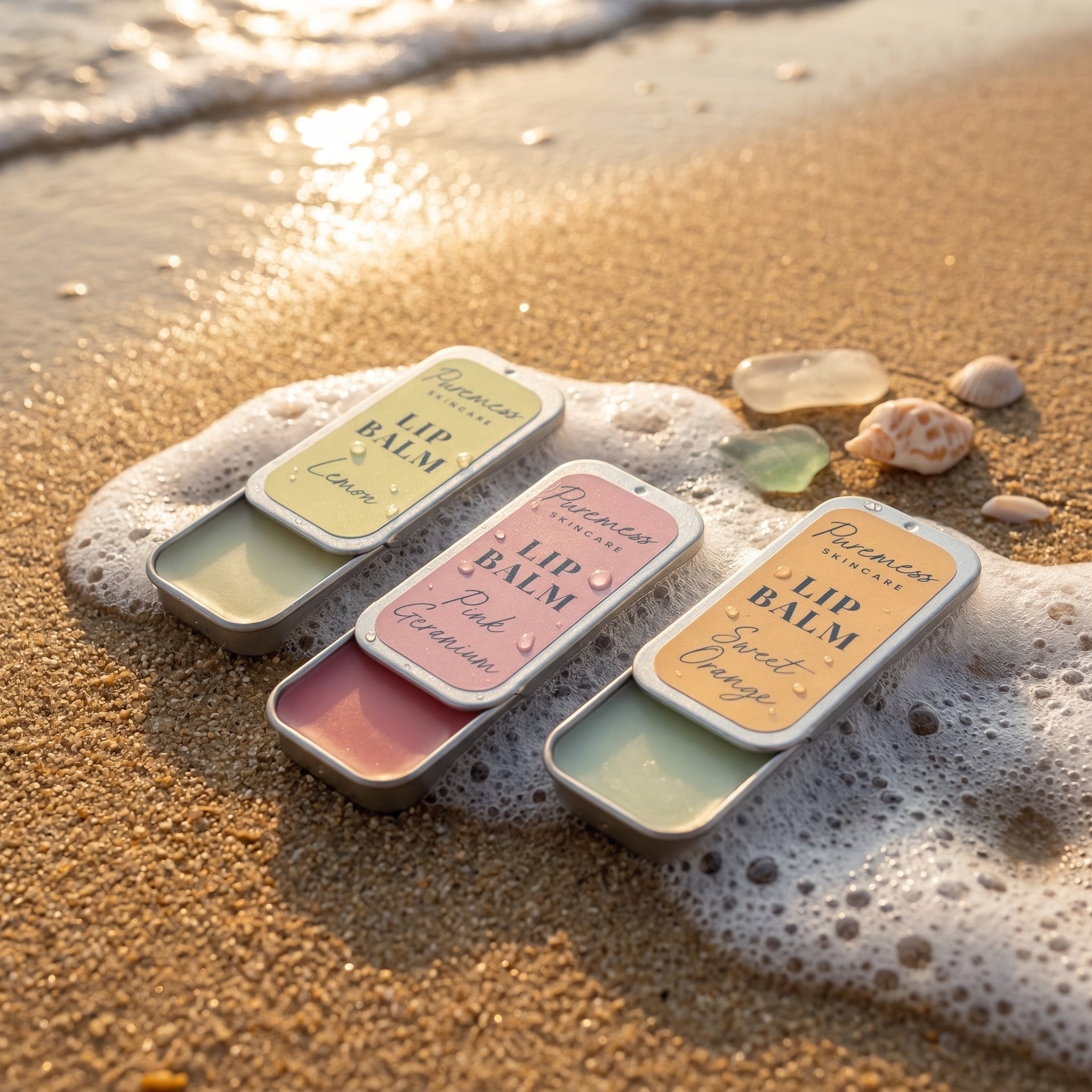 Natural Lip Balm Trio | Sweet Orange, Lemon & Pink Geranium