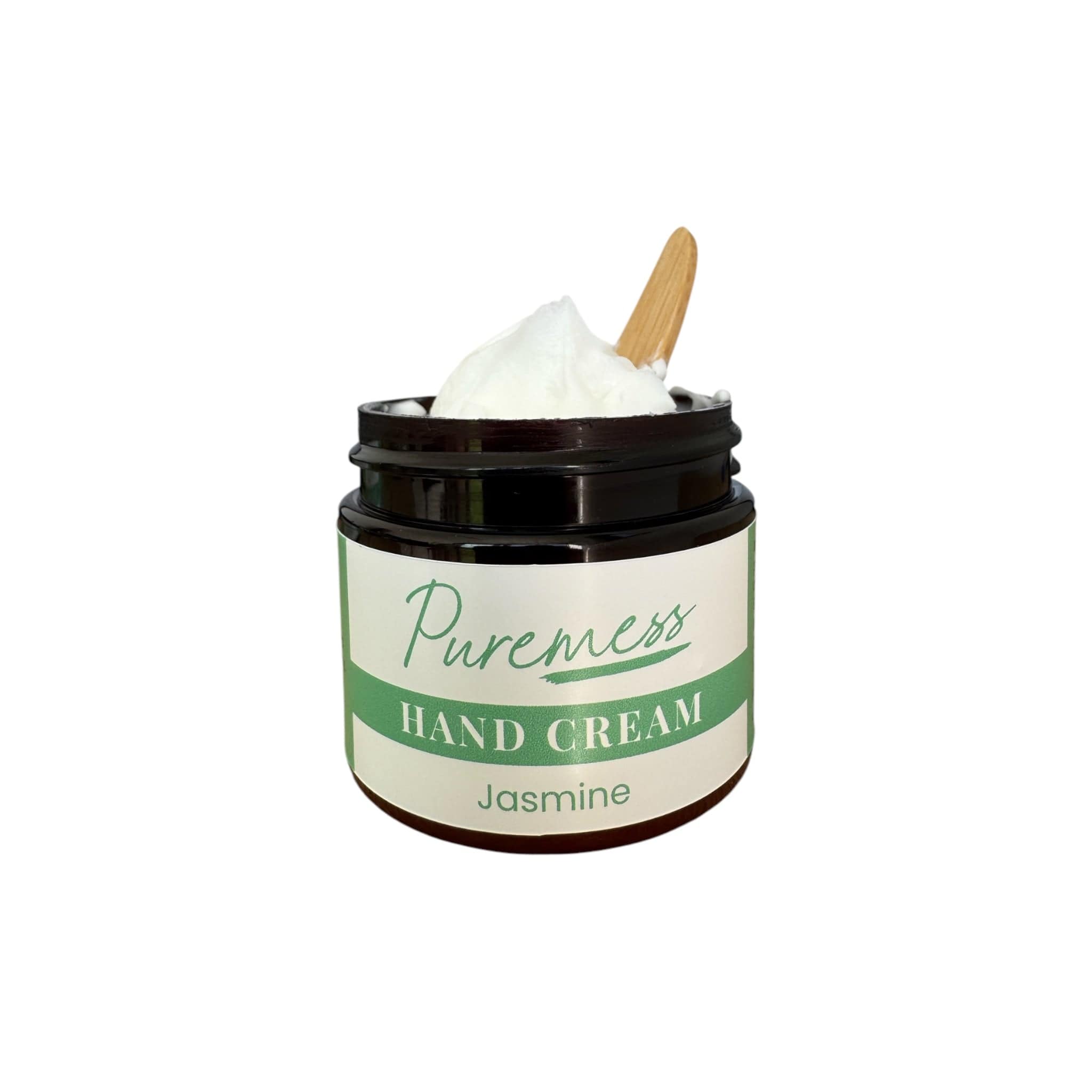 Puremess Jasmine hand cream with white botanical formula and wooden applicator, eco-friendly beauty, natural skincare,. - Jasmine Hand Cream - PUREMESS SKINCARE
