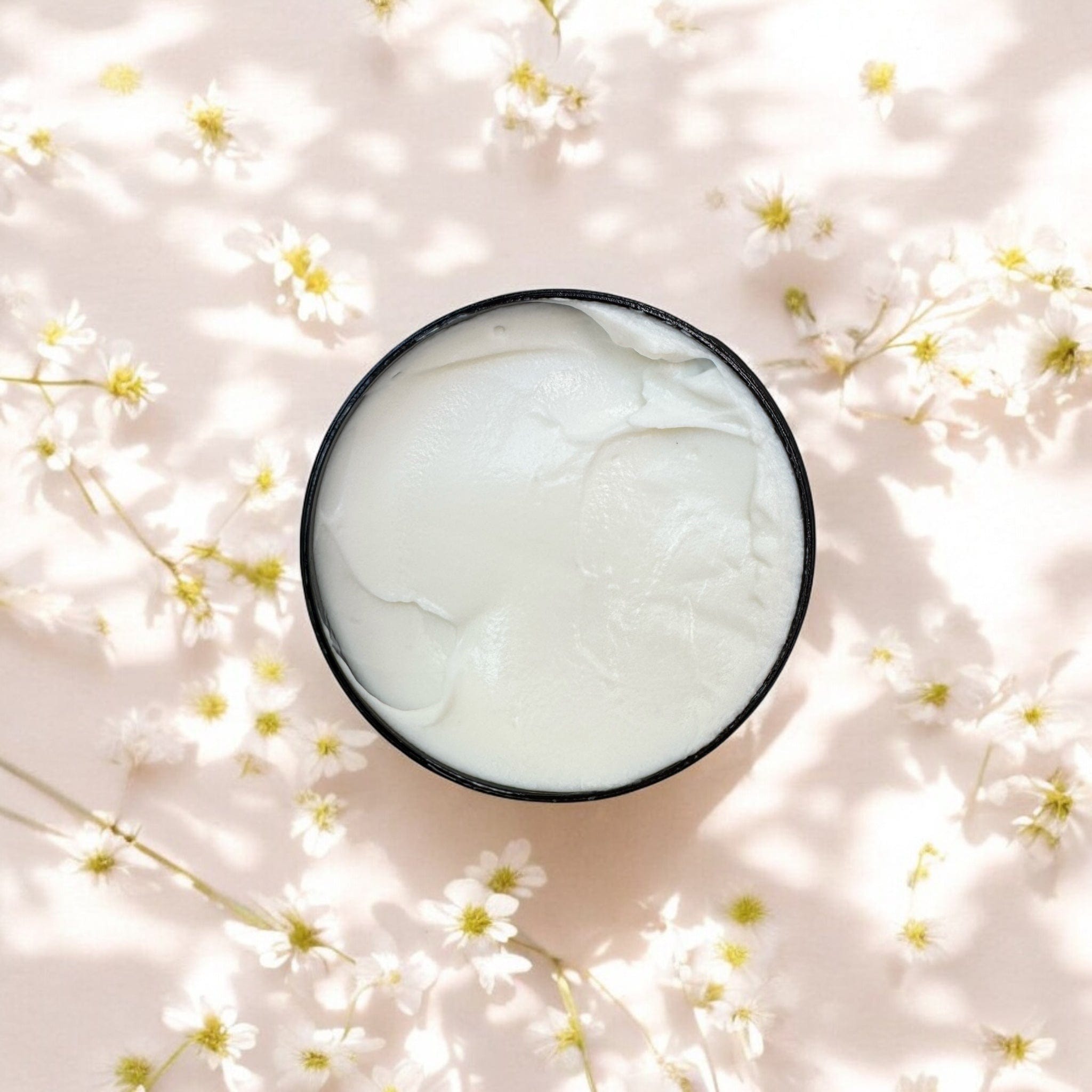 Open container of white jasmine hand cream with smooth texture, natural skincare with botanical ingredients, eco-friendly. - Jasmine Hand Cream - PUREMESS SKINCARE