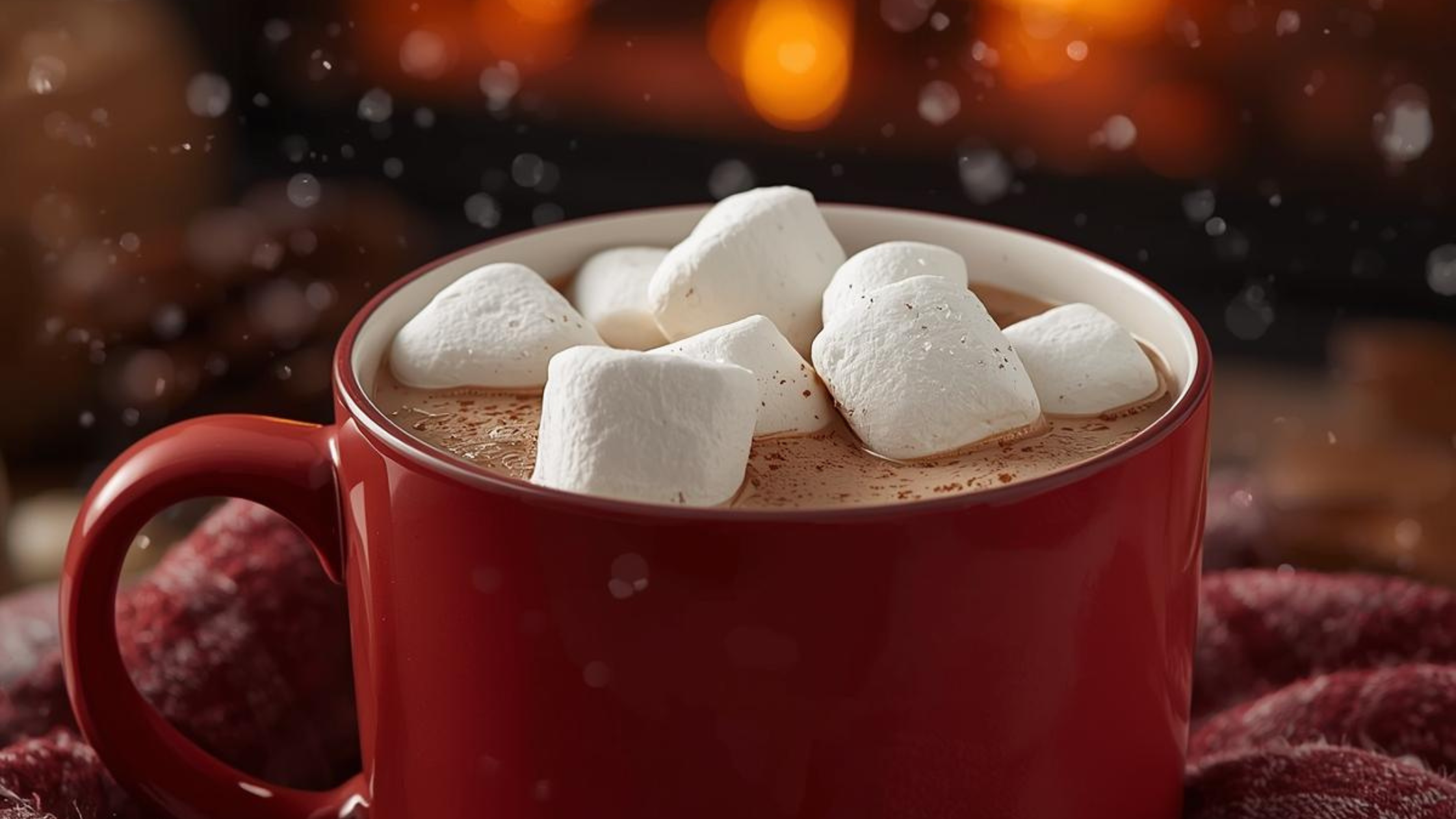 mug of hot chocolate with marshmallows to signify good fats for skincare