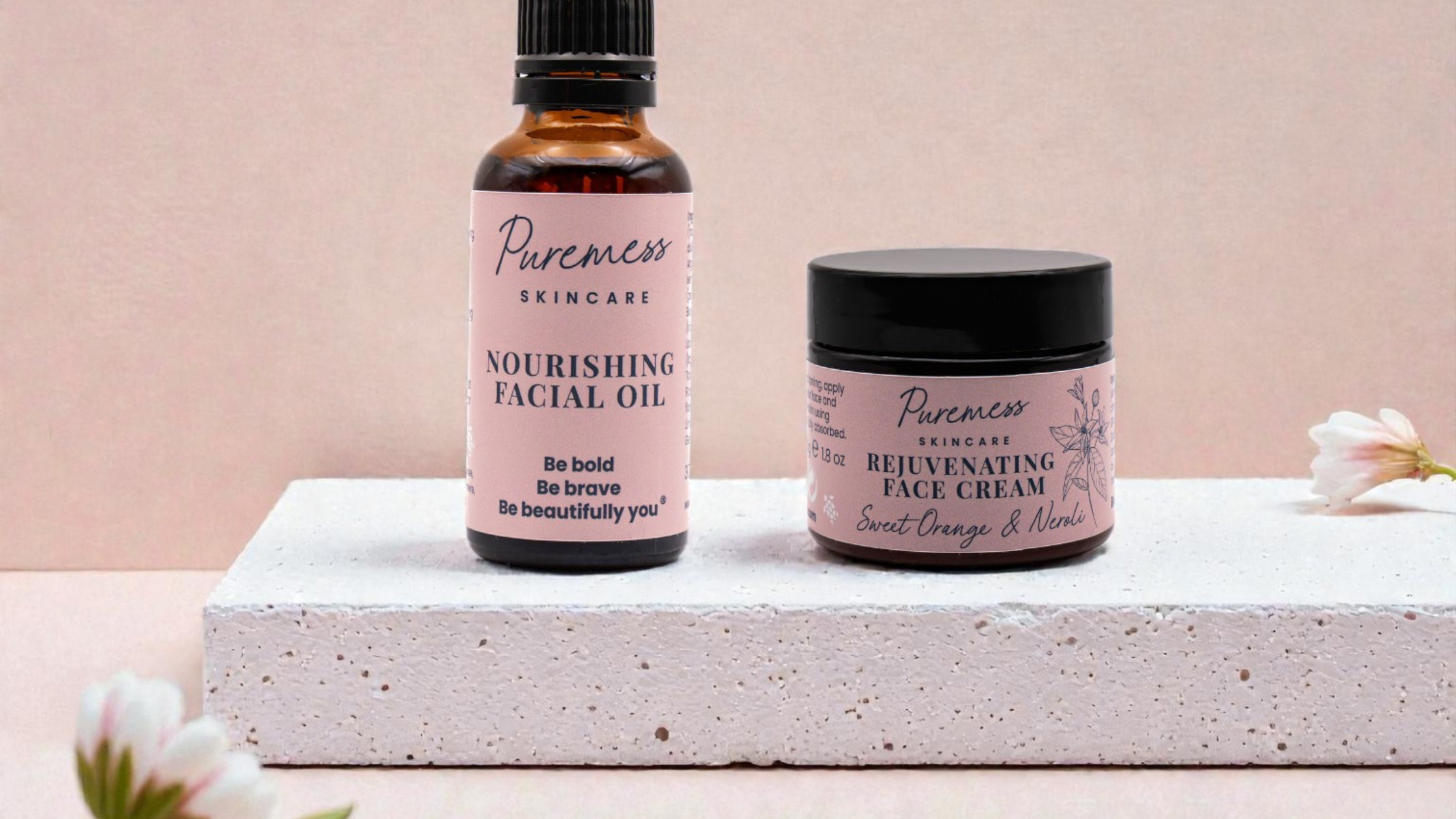 Puremess nourishing facial oil and rejuvenating face cream