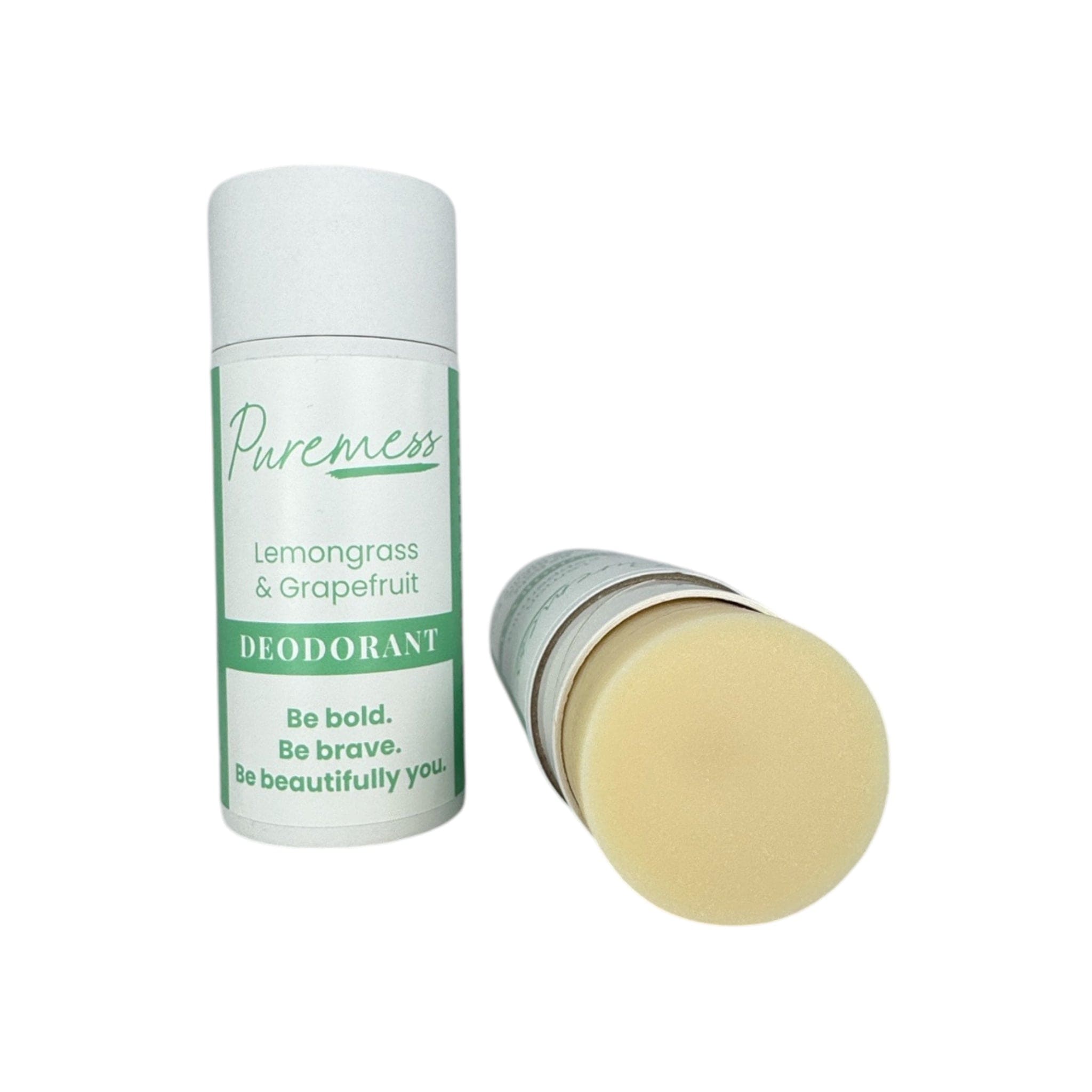 Puremess Lemongrass & Grapefruit deodorant with natural skincare, botanical ingredients, sustainable packaging, eco-friendly . - Pure Vegan Deodorant – Lemongrass & Grapefruit | Aluminium-Free & Natural - PUREMESS SKINCARE