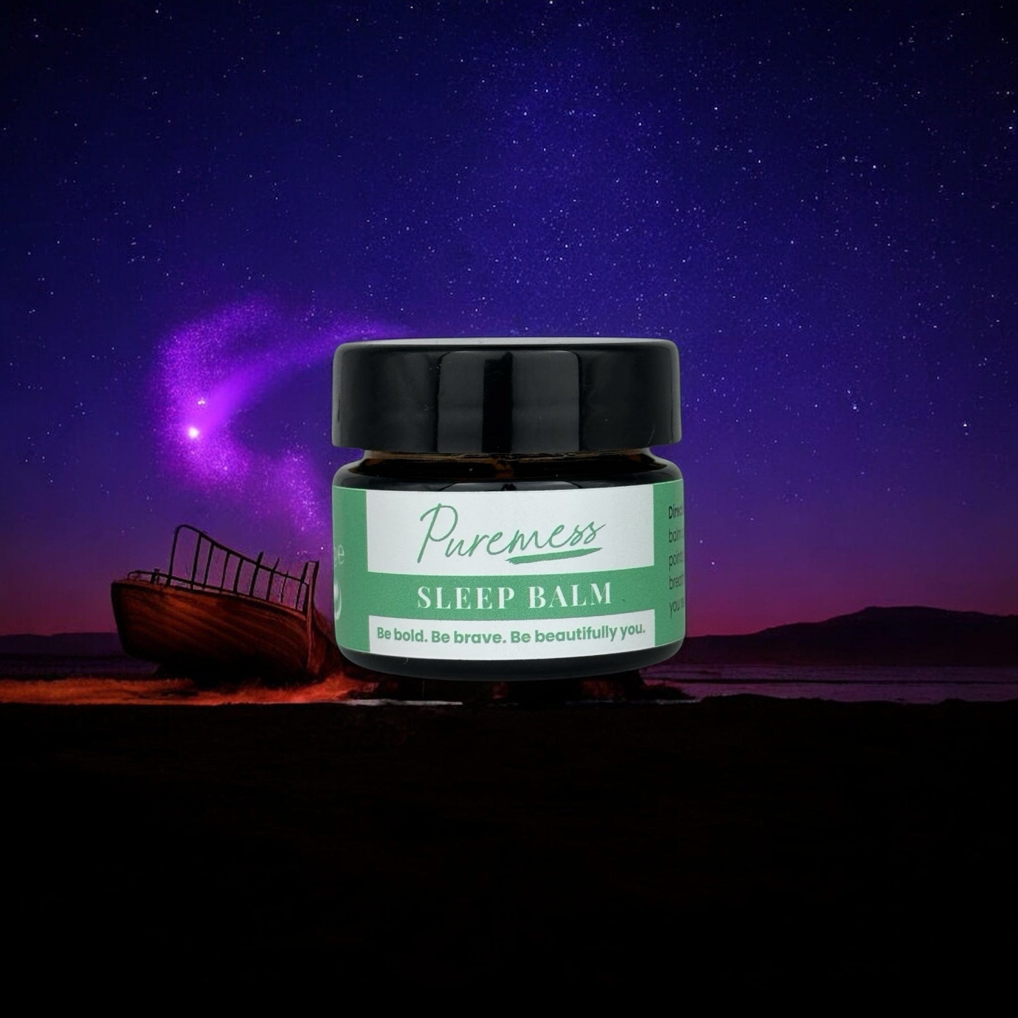 Sleep Balm by Puremess in small green jar with black lid, natural skincare and botanical ingredients, eco-friendly beauty,. - Sleep Balm - PUREMESS SKINCARE