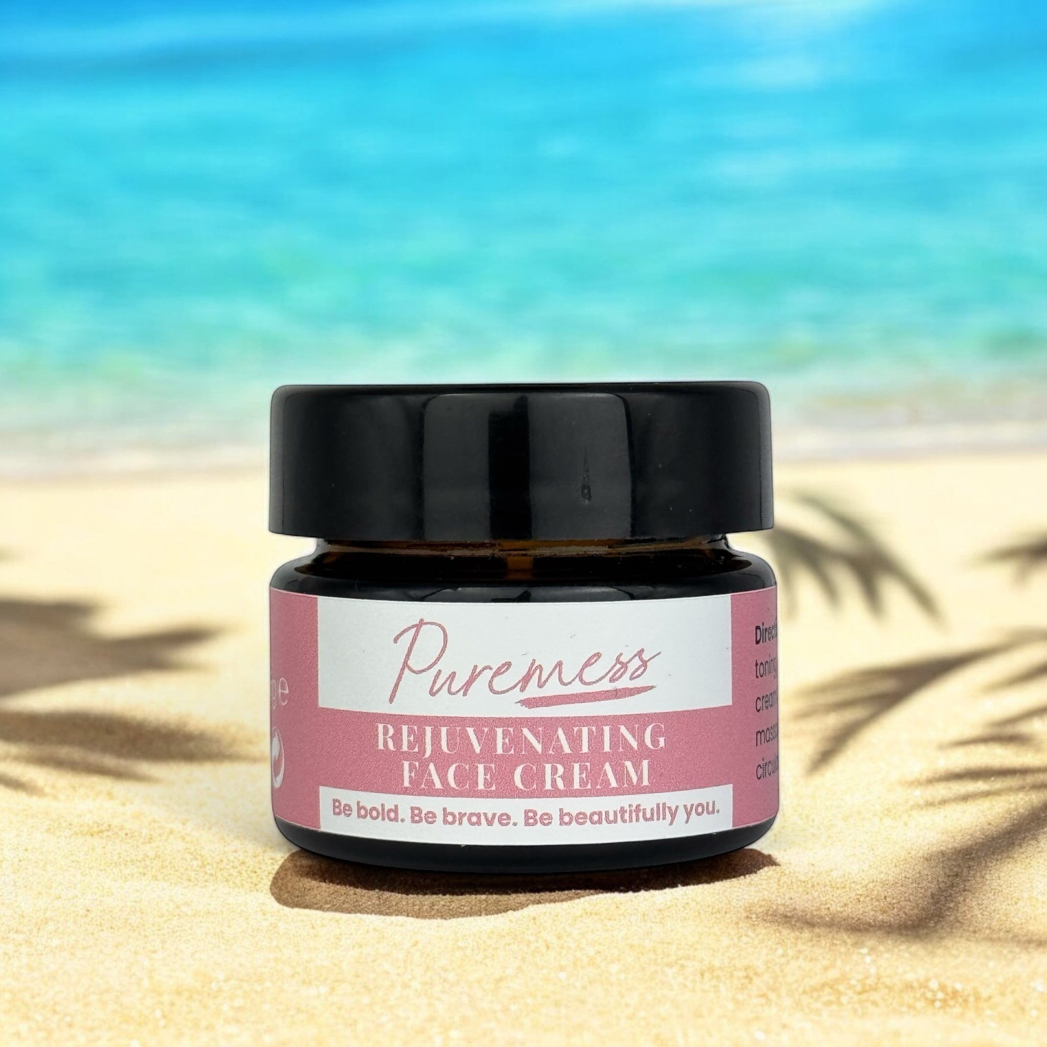 Rejuvenating Face Cream in amber glass with black lid, natural skincare by Puremess, eco-friendly beauty with botanical. - Rejuvenating Face Cream - PUREMESS SKINCARE