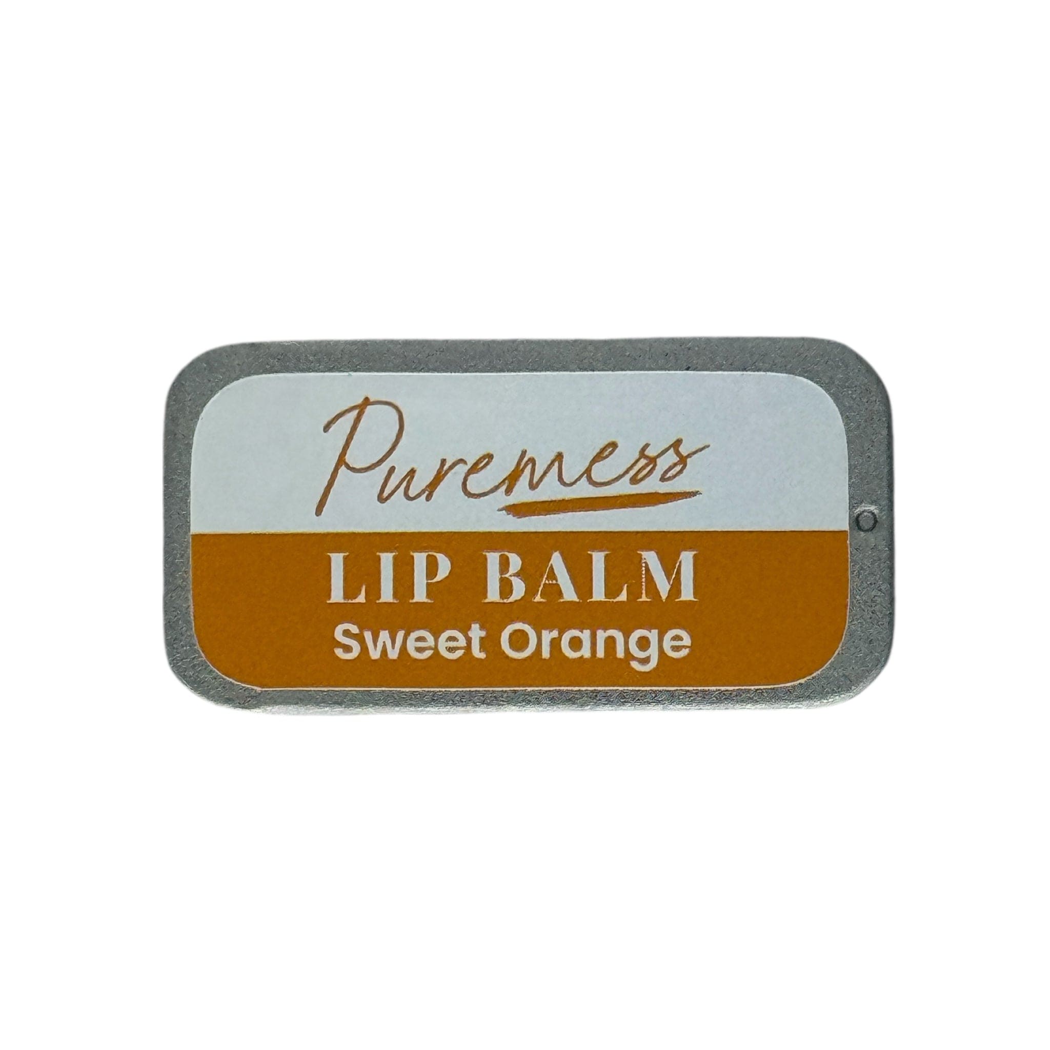 Puremess Sweet Orange lip balm tin with natural skincare, handmade in the UK, sustainable packaging. - Sweet Orange Lip Balm - PUREMESS SKINCARE